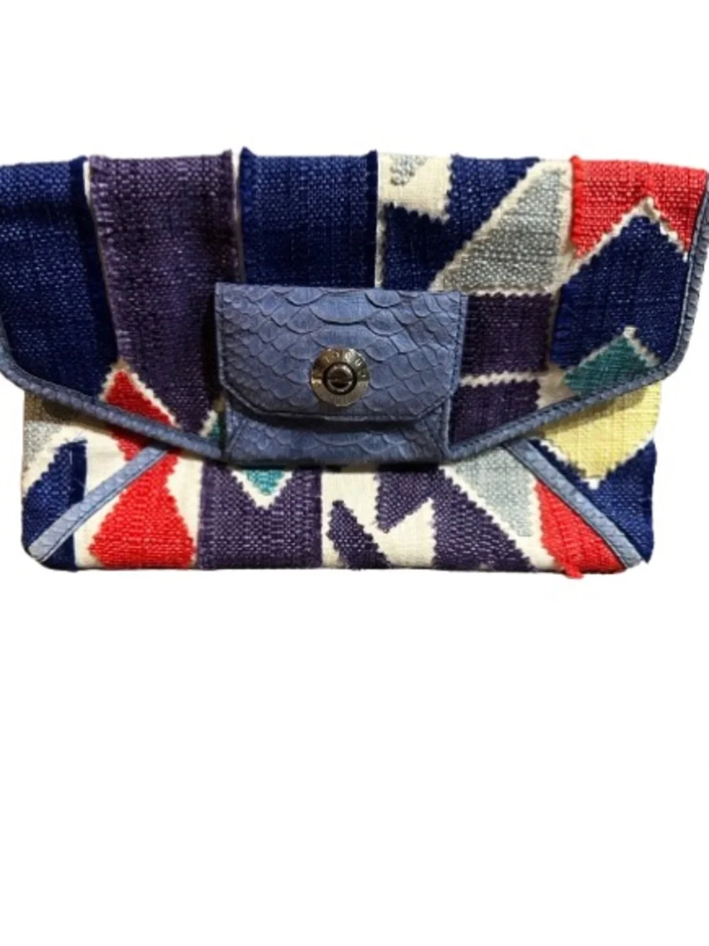 Henri Bendel Woven Navy Textured Clutch Bag